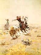 Charles M Russell O.H.Cowboys Roping a Steer USA oil painting reproduction